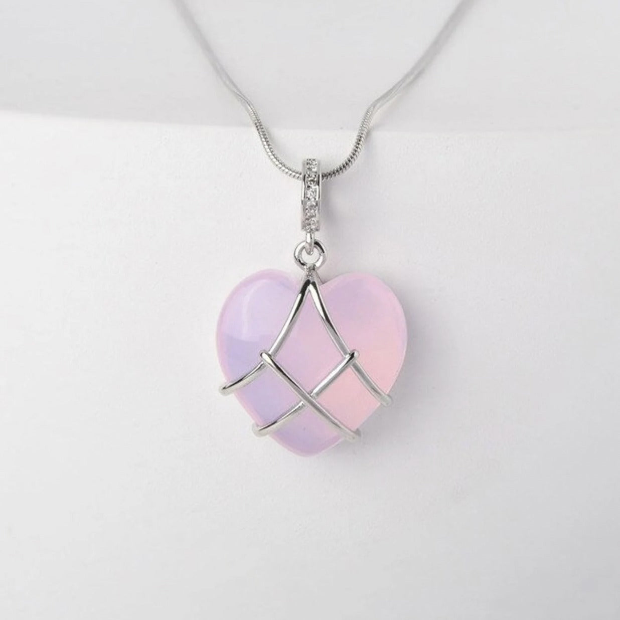 UrbanAzhagi™ Moonstone Love Heart Necklace