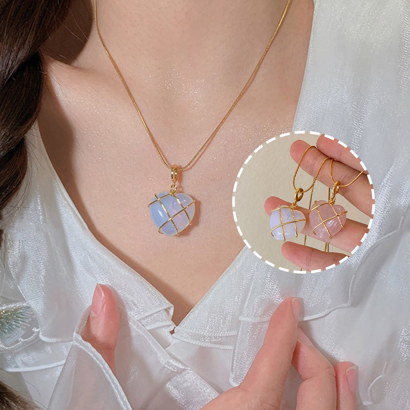 UrbanAzhagi™ Moonstone Love Heart Necklace